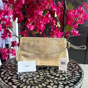 Brand New with tag Coach Gold Metallic Clutch